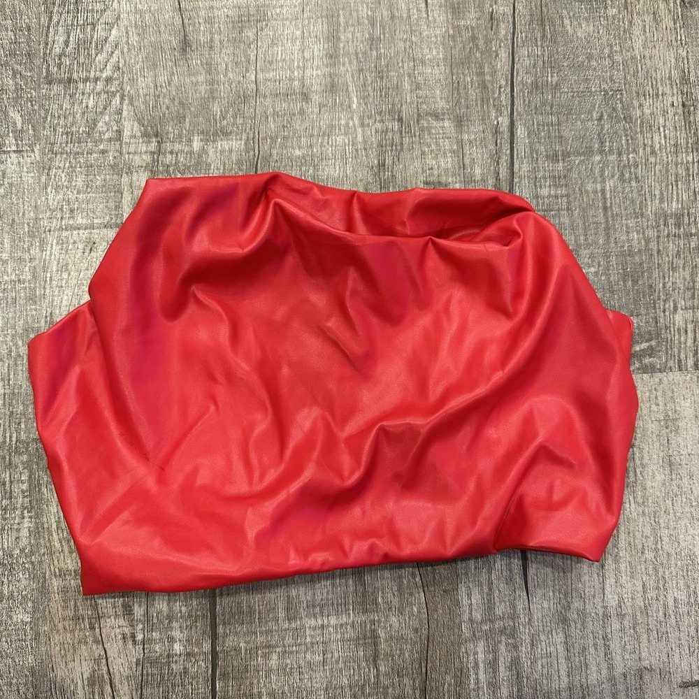 SHEIN Red Faux Leather Strapless Crop‎ Top Size S US4 Zipper Bustier Clubwear